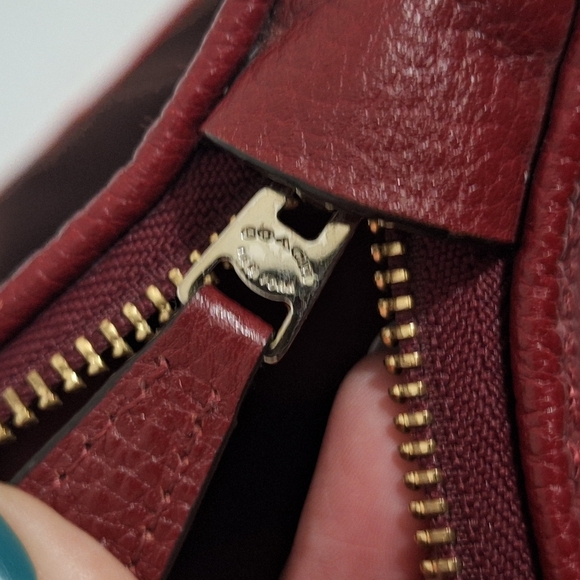 Coach Central Pebble Leather Satchel Red Maroon Medium Sized Crossbody Purse EUC - Picture 14 of 17